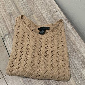 89th & MADISON Crochet Short Sleeve Shirt Batwing Sweater Size S EUC Khaki